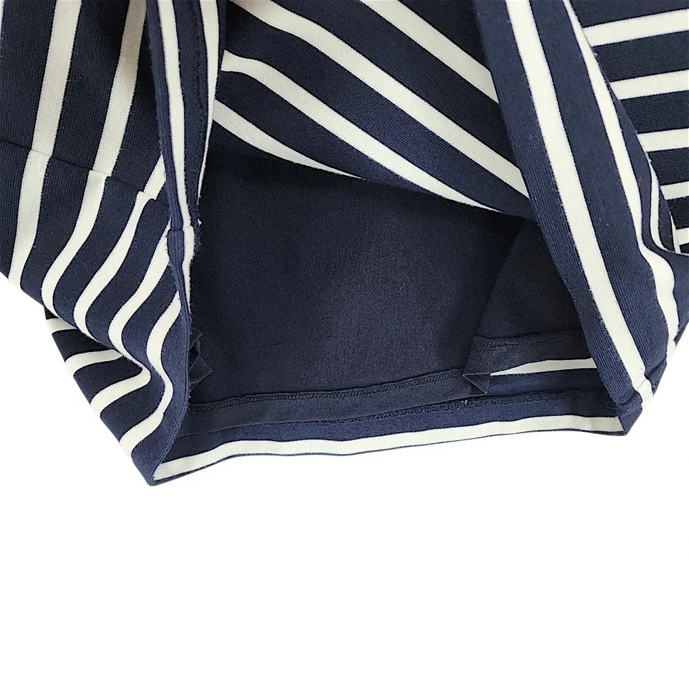 Michael Kors Striped Dress S Nautical Navy Blue White Zip Front Hamptons Preppy